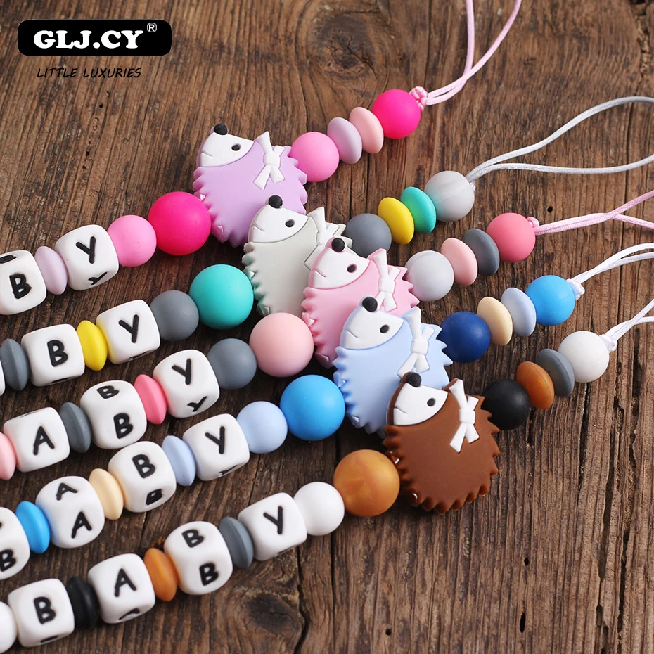 Синий ежик ручной работы Baby Shower имя соска держатель с зажимом для соски-пустышки игрушки персонализированные силиконовые бусины