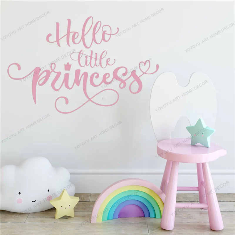 Настенная Наклейка Hello Little Princess для девочек украшение детской спальни виниловые