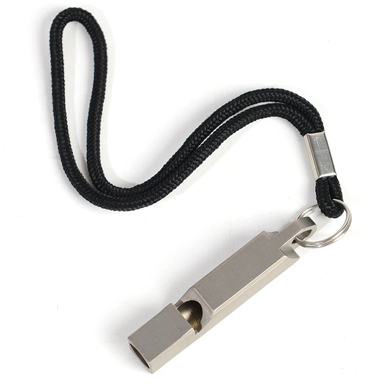 

Titanium Alloy Mini Portable 150db Double Pipe High Decibel Outdoor Survival Whistle Double-frequency Emergency Whistle Keychain