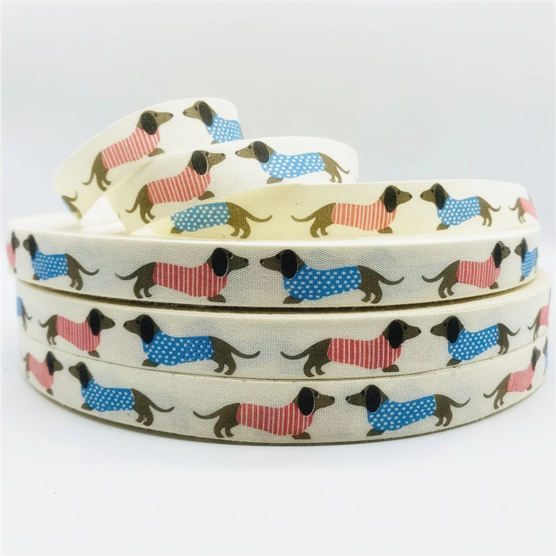5 ярдов/Лот 15 мм ручная работа дизайн печать лента таксы хлопковая для шитья