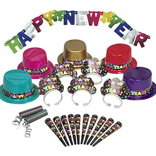 

Colorful New Years Party Supplies Kit for 10