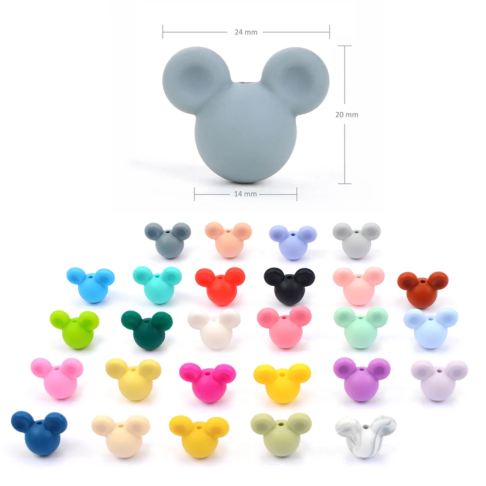 Mickey-mix 5 шт., мини силиконовые бусины в форме животных, Микки, собаки, для прорезывания зубов, ювелирные изделия, без бисфенола, пустышка на цепочке, детский прорезыватель, силиконовый, пищевой - Цвет: Mickey-mix