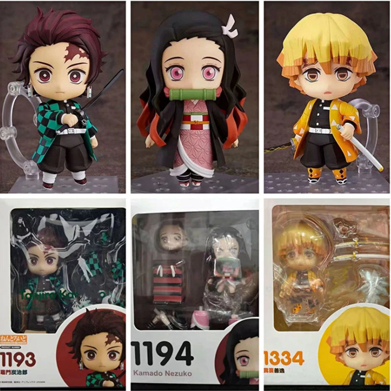 

10cm Zenitsu Figure Q.ver Kimetsu no Yaiba Kamado Nezuko Tanjirou PVC Action Figure 2 Face 1334# Anime Demon Slayer Figure Toys