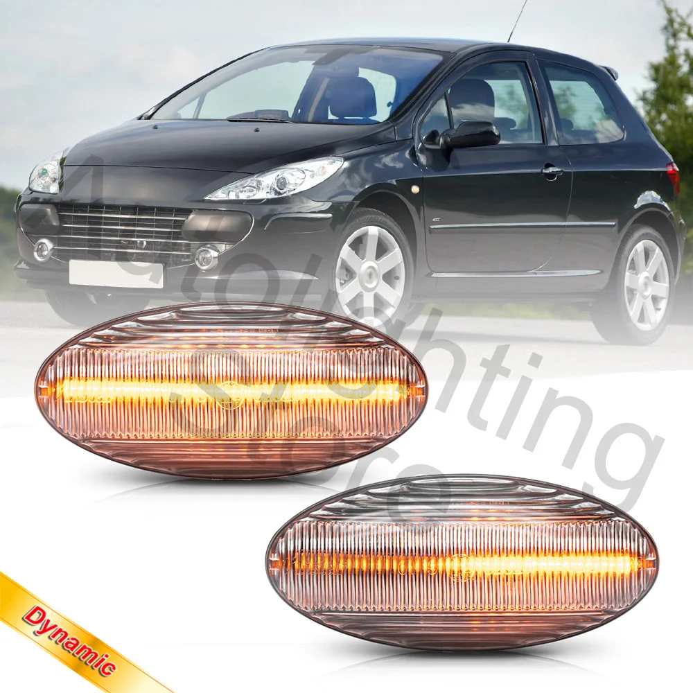 

2x Clear Lens Dynamic Led Amber Side Marker Turn Signal Light For Citroën C5 I Break C1 C3 Picasso Pluriel Indicator Lamps