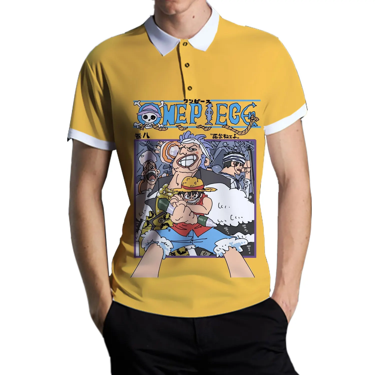 

SONSPEE 3D Anime One Piece Casual Business Printing Polo Shirt Summer Men's Breathable Oversized Fashion Trend T-shirt