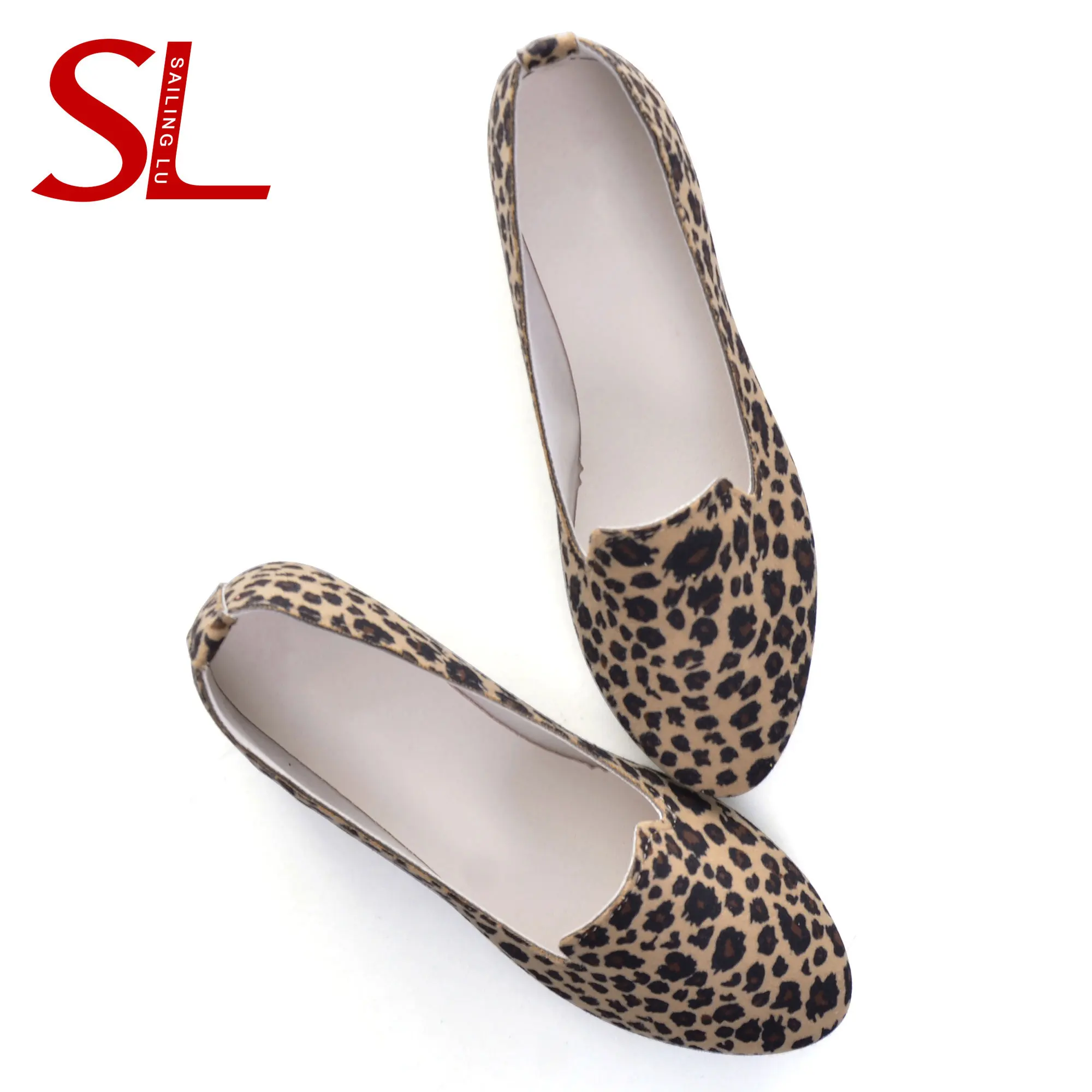 Женские Леопардовые балетки LU повседневные Лоферы без застежки удобные Вечерние