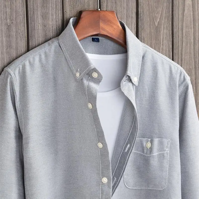 Для мужчин рубашка с длинными рукавами Однотонная длинным рукавом в английском