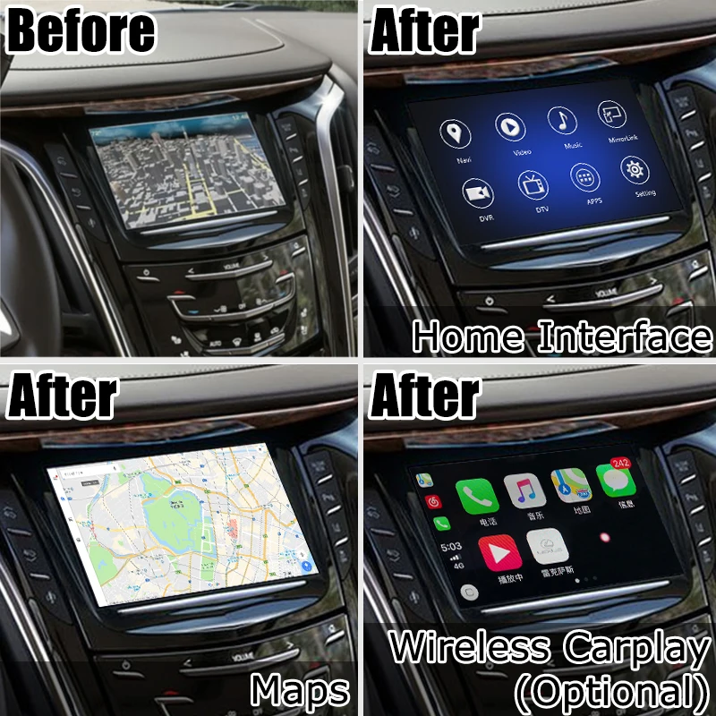 Android / carplay коробка интерфейса для Cadillac Escalade XT5 GPS навигация видео интерфейс mylink CUE