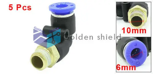 

5 Pcs 10 mm Thread Pneumatic Air Pipe Connectors Elbow Quick Fittings