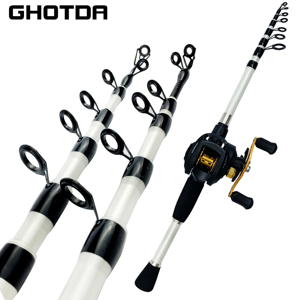 

GHOTDA Casting/Spinning Rod 1.6m-2.4m Ultralight Lure Fishing Rod Baitcasting Reel Set Spincasting Fishing Combo Rod+Reel Power