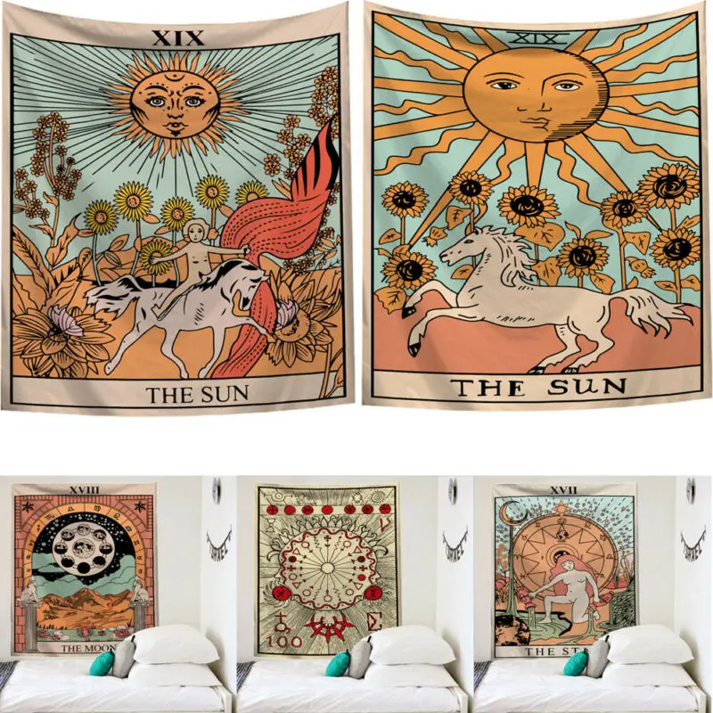 Одеяло с рисунком мандалы Таро карты индийский хиппи мандала солнце и луна