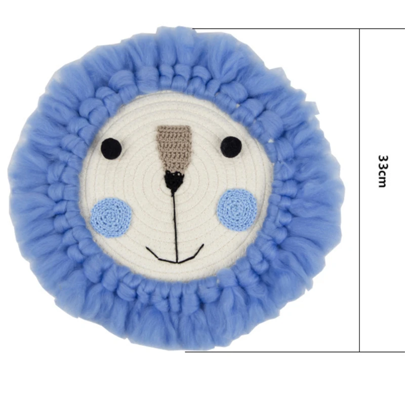 

Hand Cotton Woven Home Decorations Nordic Style Cartoon Lion Hanging Decor Animal Head Ornament Kids Gifts Room Wall Hanging