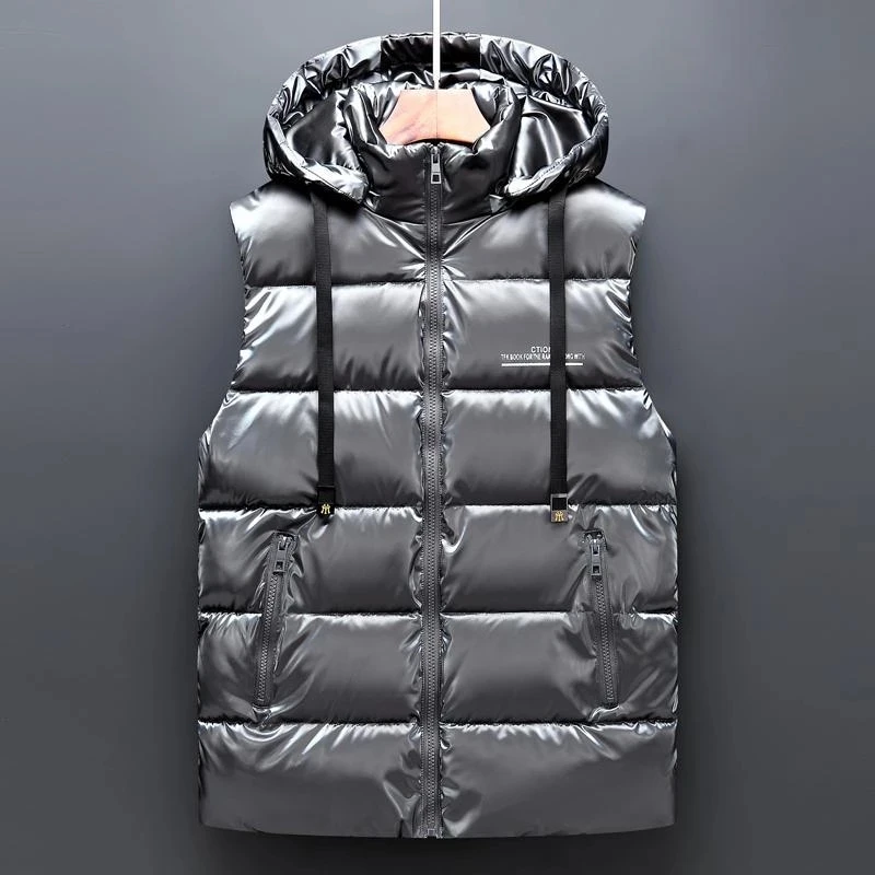 Fashion Women Winter Vests Hooded 2021 New Short Bright Color Vest Cotton Padded Jacket Sleeveless male Winter Waistcoat Vest