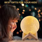 Светодиодный ночсветильник 10 см12 см, лампа с 3D рисунком Луны, с подставкой и аккумулятором, креативный декор для спальни, ночсветильник в виде Луны, подарок для любимого ребенка