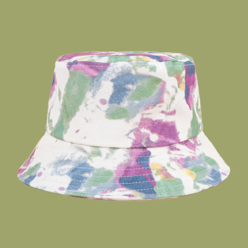 

2021 Harajuku Rainbow Print Bucket Hat For Women Men Panama Tie Dye Fishing Caps Hip Hop Gorro Reversible Fisherman Hats