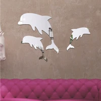 litter dolphins fish acrylic mirror wall stickers bedroom living room decor home decoration accessories