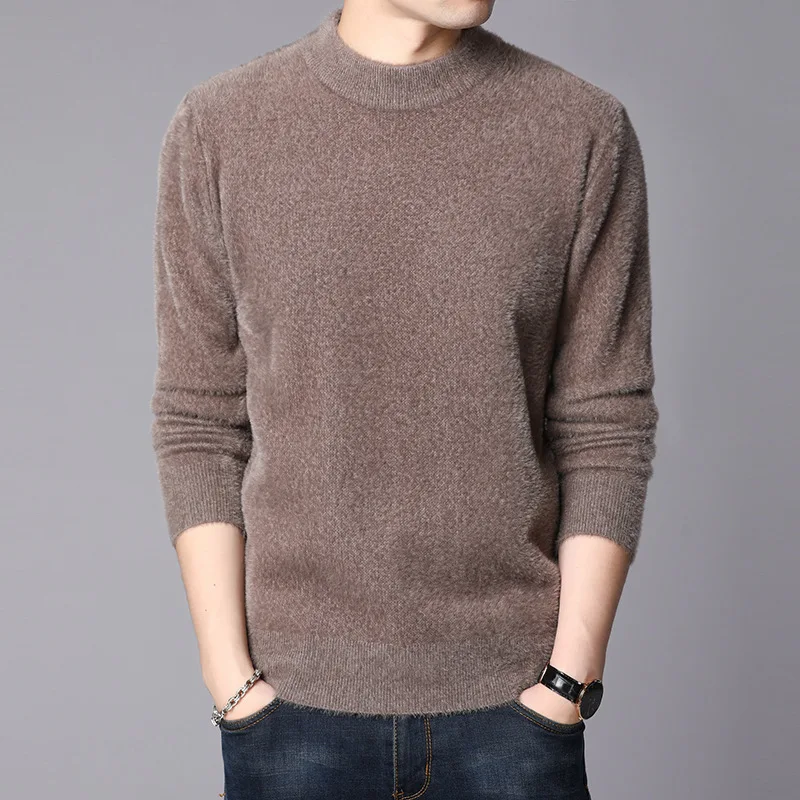 Winter Sweater Men Thickened Long Sleeve O-Neck Soft Comfortable Knitted Pullover Male Pure Color All-Match Casual Jersey Hombre