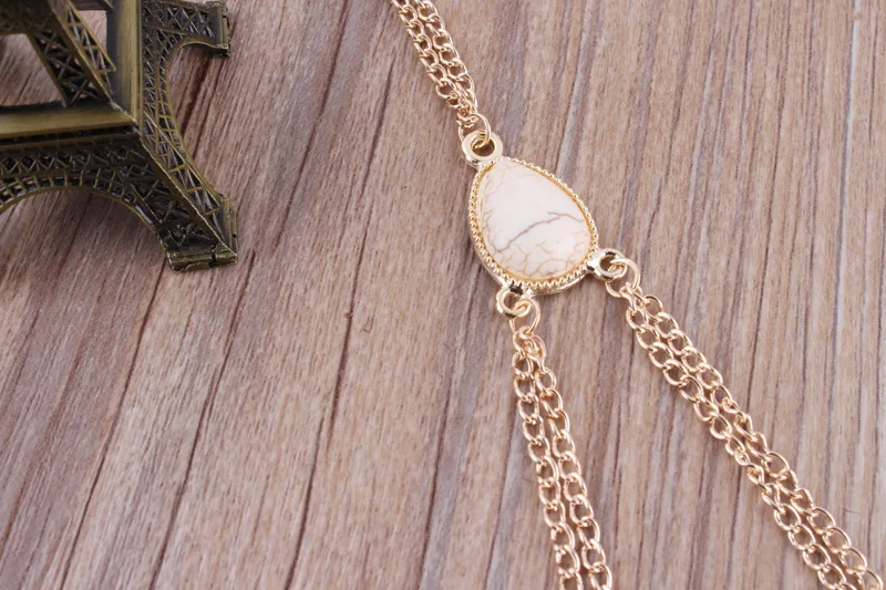Fashion Ethnic Opal Sexy Harness Crossover Body Chain for Women Chest Gold Silver color Belly Waist Bikini Beach Jewelry |