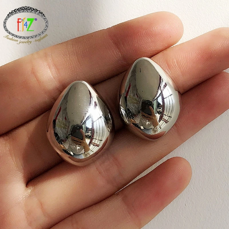 

F.J4Z New Women Punk Stud Earrings Simplicity Glossy Top Waterdrop Earrings Lady Alloy Jewellry oorbellen voor vrouwen