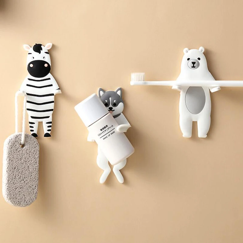 

1Pc Wall Hanging Hook Cartoon Animals Storage Hook Free Nail Single Wall Hooks Decorative Home Decor Wall Hook Key