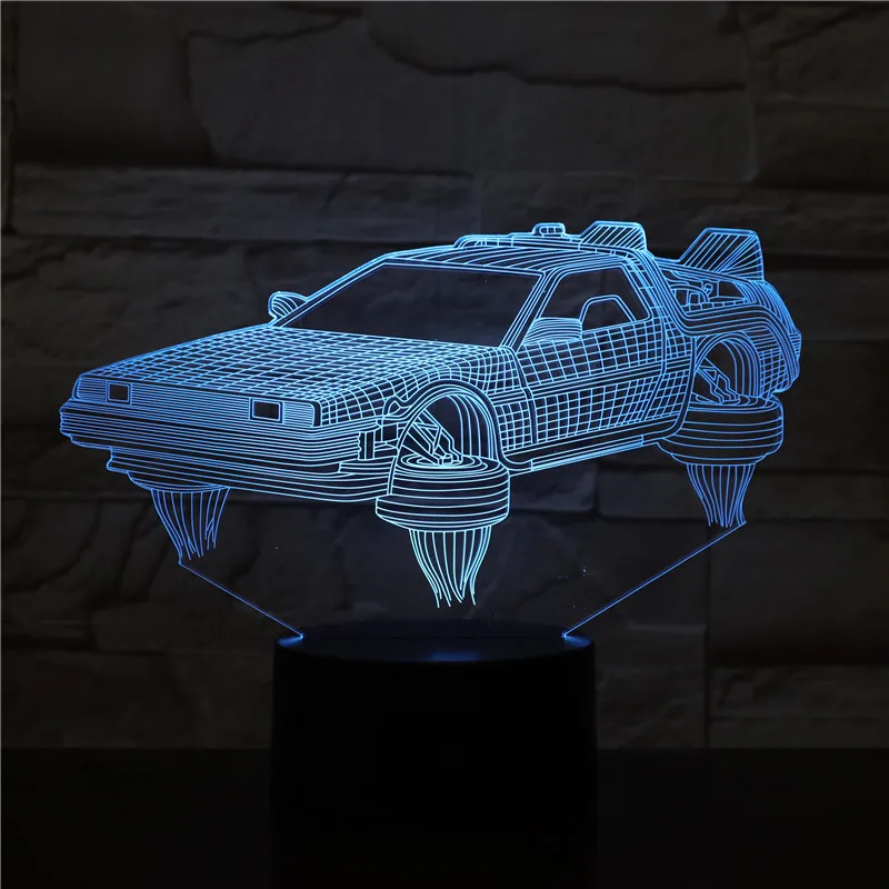 Задняя в будущее Автомобильная 3D лампа хороший подарок для кинофанатов Ночная батарея управляемая светодиодная ночник лампа Быстрая