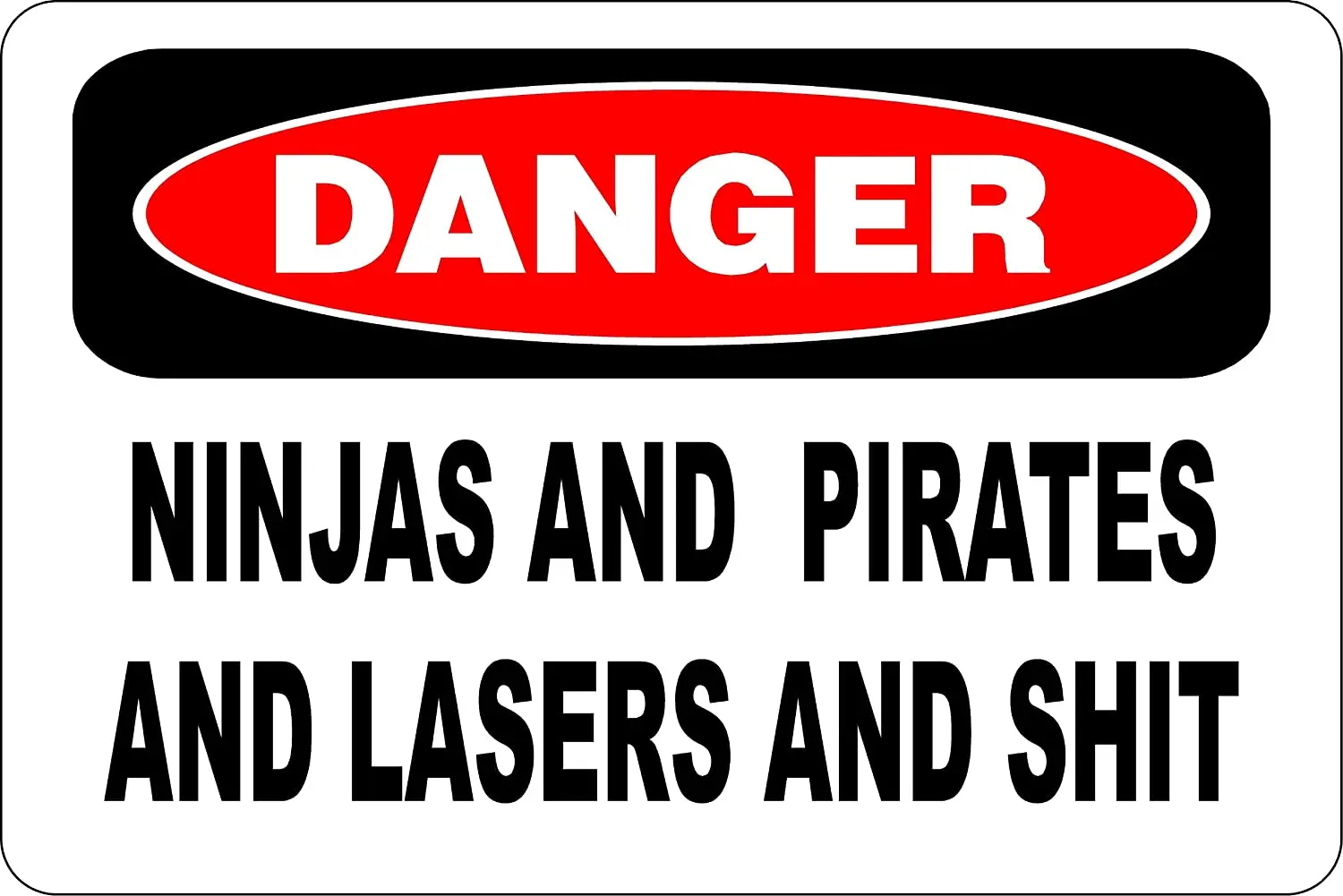 

Danger Ninjas and Pirates and Shit 8" x 12" Metal Novelty Sign Aluminum S120