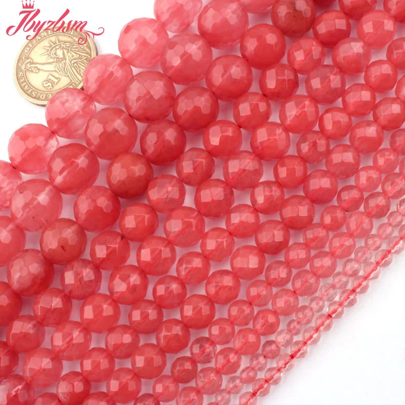 Круглый граненый розовый стеклянный арбузный драгоценный камень диаметром 15