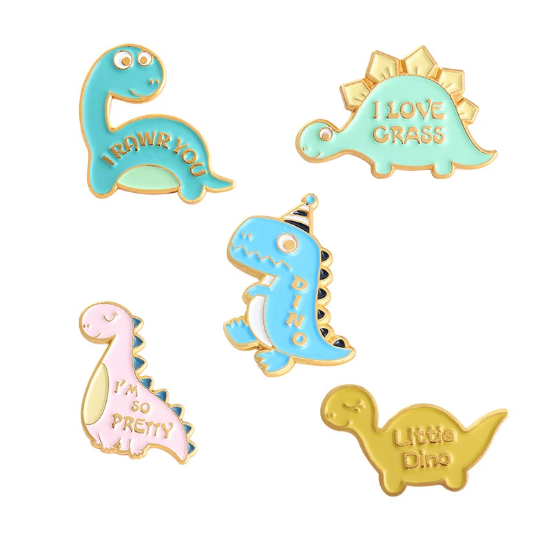 

New Alloy Letter Series Pink Dinosaur Brooch Cartoon Exquisite And Small Tyrannosaurus Ridgeback Badge Pin Jewelry Gift