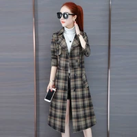 new high quality windbreaker coat spring autumn korean fashion clothing popular lattice trench coats long womens outerwear 3xl