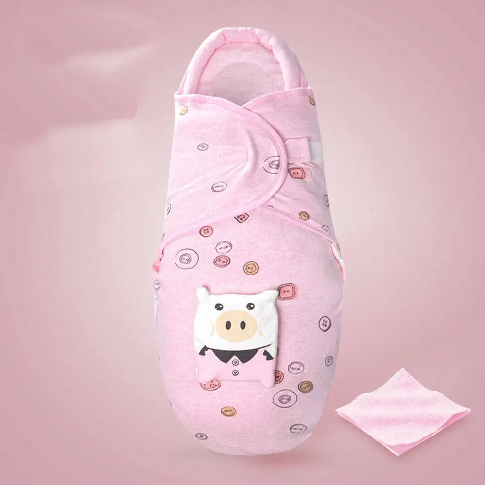 Pink Pig Детское постельное белье мягкий, для новорожденного ребенка мальчик девочка хлопок Пеленальное Одеяло мультфильм теплый защитный спальный мешок - Цвет: Pink Pig