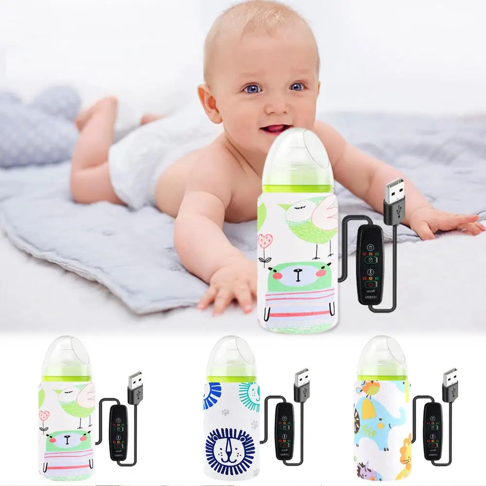 

USB Baby Bottle Warmer Portable Bottle Heated Cover Newborn Infant Travel Stroller Insulated Bag Feeding Warmers