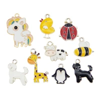 julie wang 59pcs enamel charms mixed cow dog horse chick bee alloy cartoon animal insect pendant jewelry making accessory