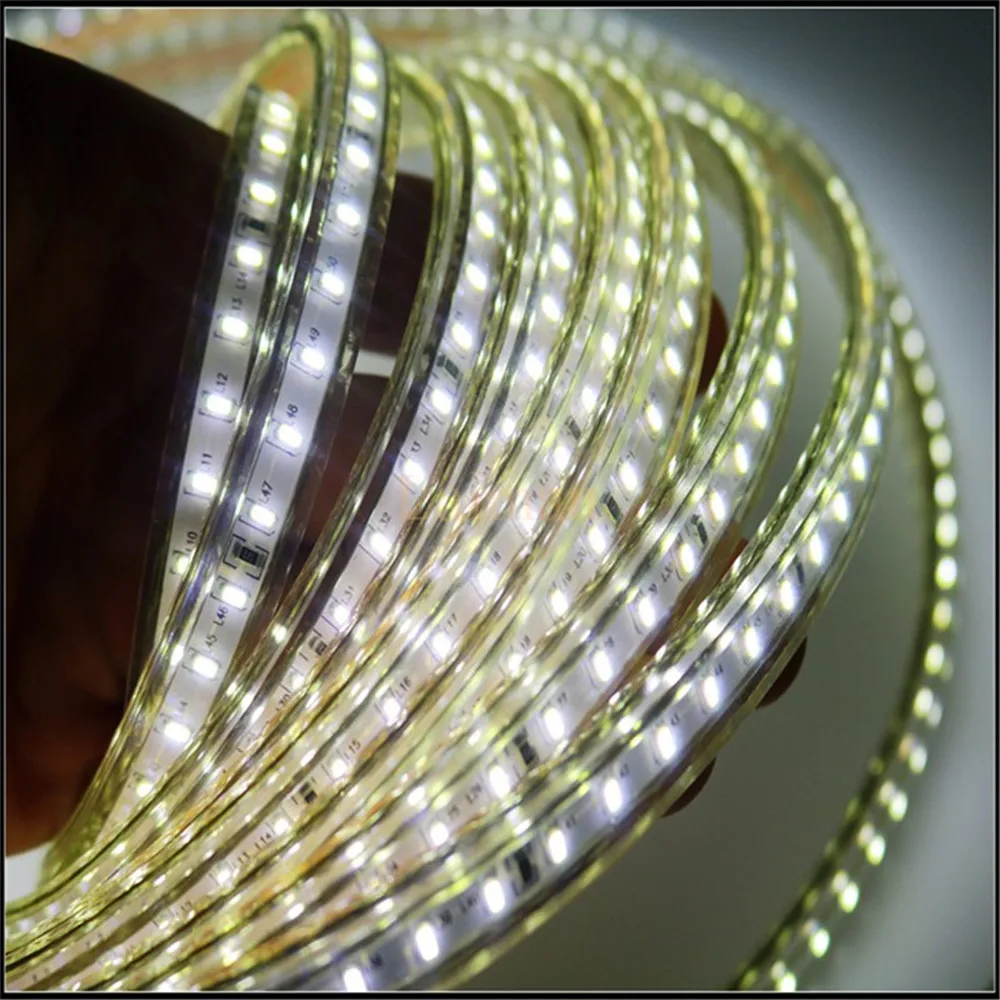 Светодиодный ленточный светильник s SMD3014 AC220V 120 светодиодный s/M водонепроницаемый IP67 наружный Декор ленточный светильник с европейской вилкой гибкий струнный светильник s