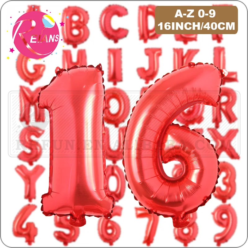 

16 Inch Red Happy Birthday Balloons Foil Letter Number Ballons Birthday Wedding Party Decoration Kids Baby Shower Air Balloon