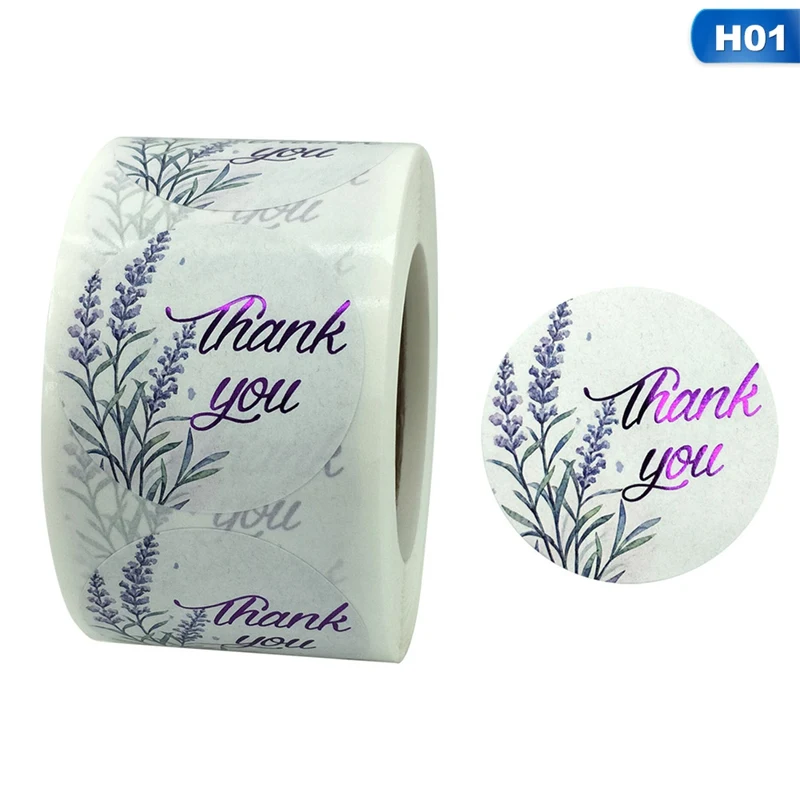 

500 Pcs/roll Flower Thank You Stickers Seal Label Sticker Scrapbooking For Gift Decoration Stationery Sticker