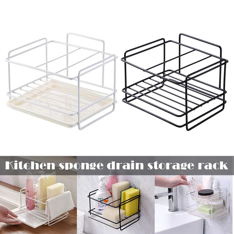 

Sponge Soap Drain Storage Rack Holder Kitchen Sink Organizer for Dishcloth Brush Bathroom B88