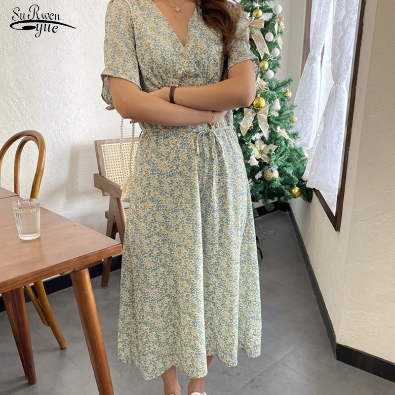 

Женское шифоновое платье с коротким рукавом, с V-образным вырезом