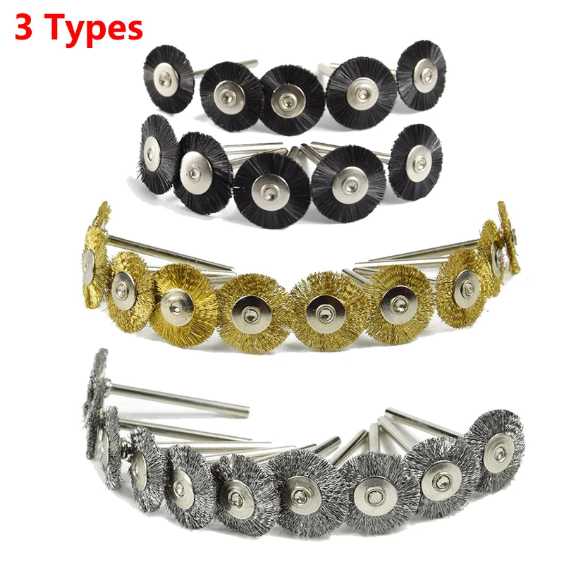 10 шт. латунные щетки стальная проволока колеса кисти сверла шлифовальные