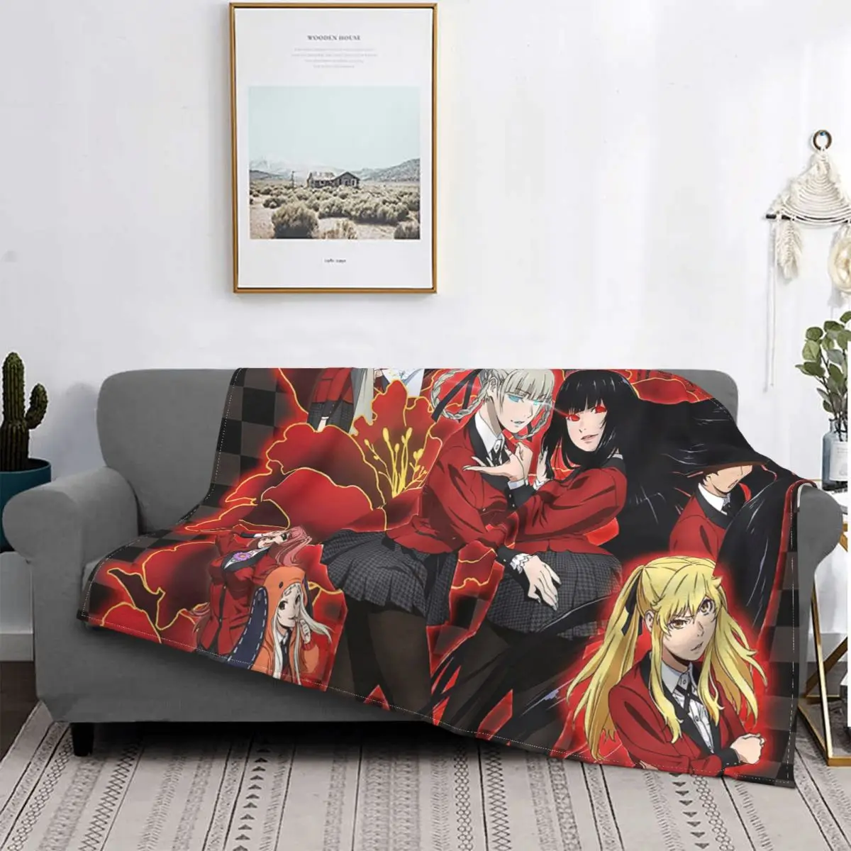 

Kakegurui Blankets Flannel Spring/Autumn Anime Breathable Super Soft Throw Blankets for Bedding Travel Rug Piece