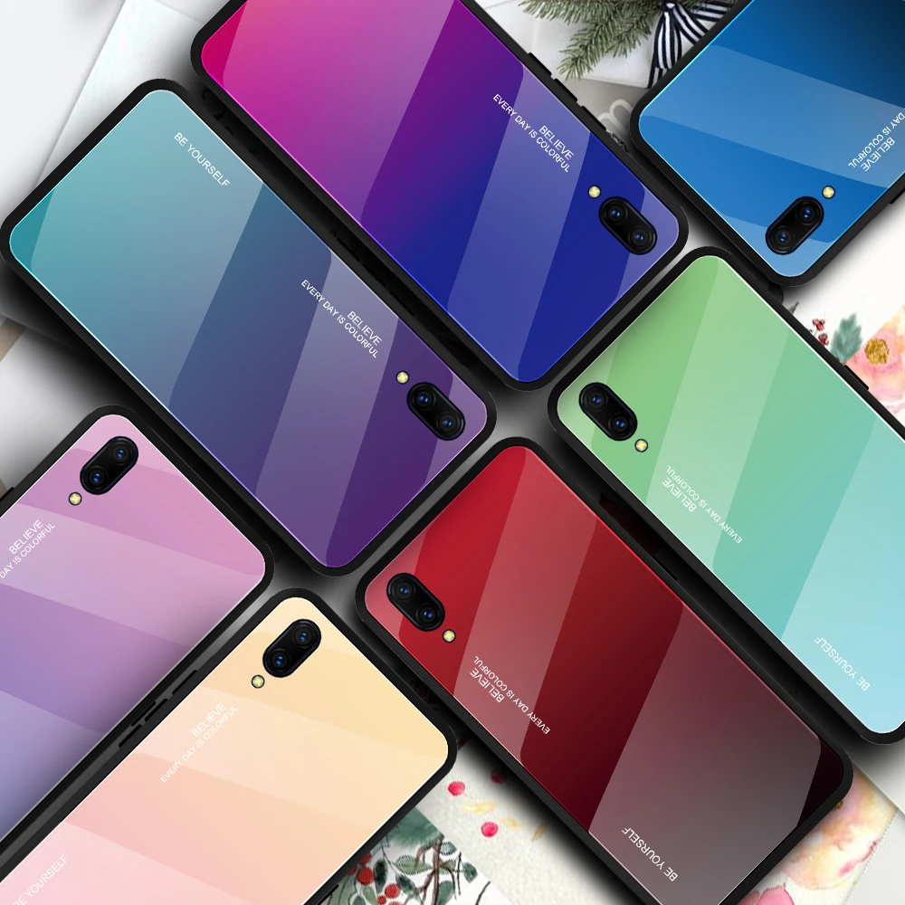 Чехол из закаленного стекла с градиентом для samsung S8 S9 S10 Plus Lite Note8 9 10 pro J4 J6 plus 2018 TPU