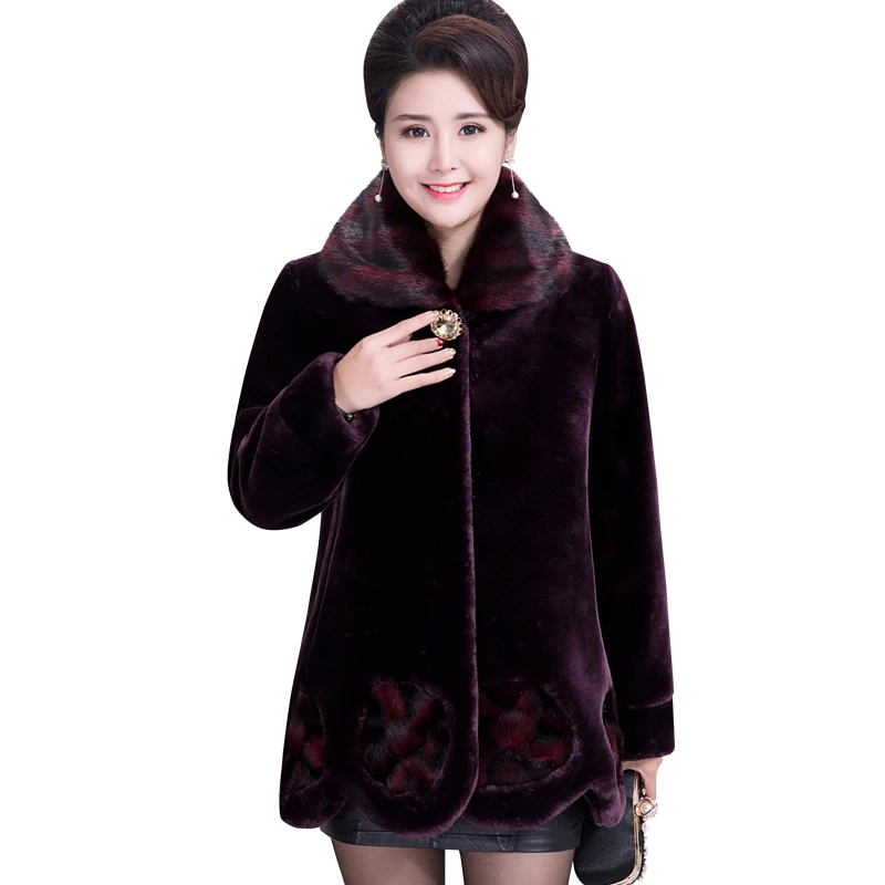 Winter Fur Jacket Female Fashion 5XL Warmth Imitation Mink Fur Overcoat Mother Coat Woman Loose Thick Overcome