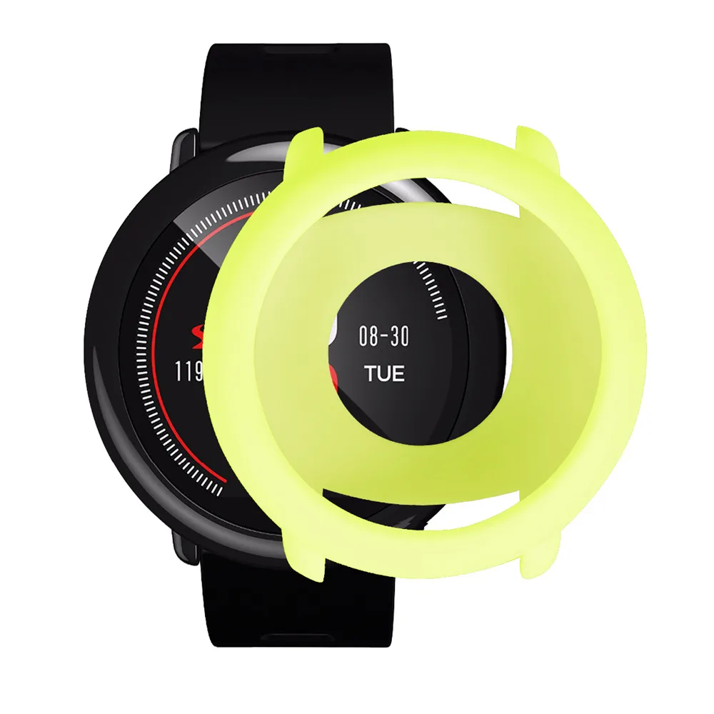 fluorescent green Защитный чехол с силиконовой рамкой для Xiaomi Huami AMAZFIT Pace Watch бампер крышка смарт-часы аксессуары на замену - Цвет: fluorescent green