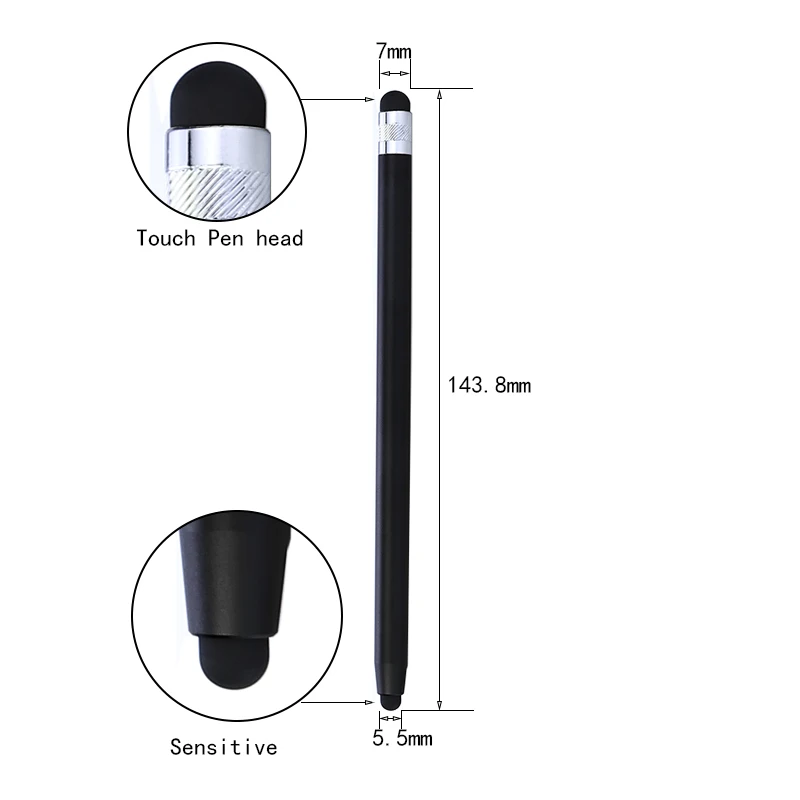 2 в 1 фирменная металлическая сенсорная ручка с резиновыми наконечниками стилус