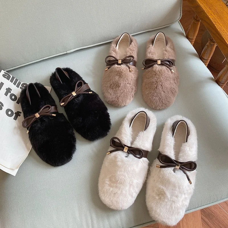 

Туфли женские шерстяные на плоской подошве, хлопковая обувь с бархатной подкладкой, лоферы, Осень-зима