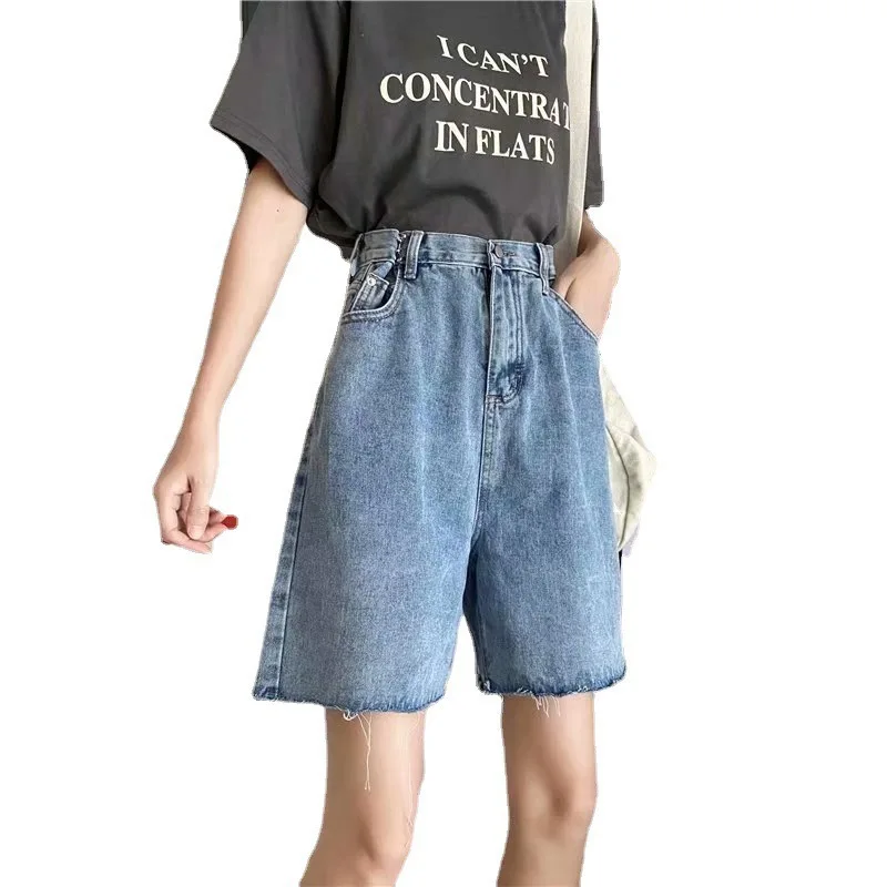 

Denim shorts women 2021 summer thin new high-waisted a word thin loose-brimmed fat mm big size girl hot pants