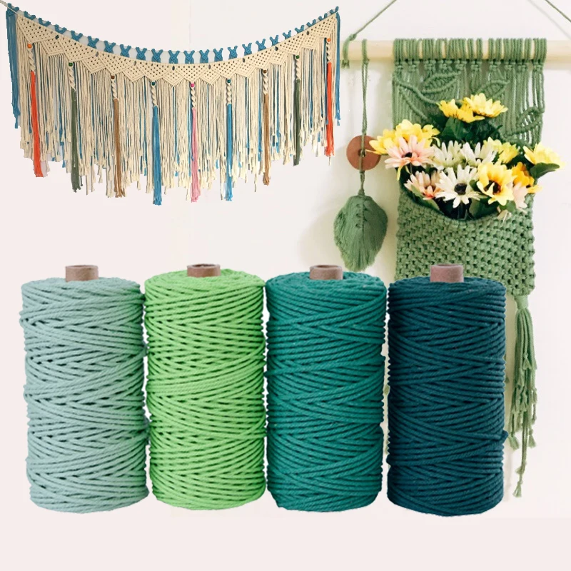 3mm 100% Cotton Cord Colorful Rope Beige Twisted Craft Macrame String DIY Home Textile Wedding Decorative supply 110yards | Дом и сад