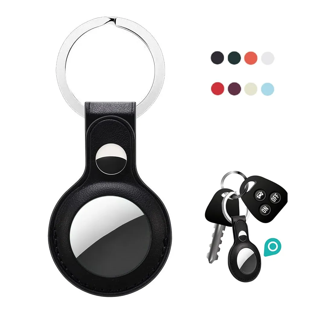 

Кожаный защитный чехол Locator, подходит для AirTag, мягкий, устойчивый к царапинам Портативный кожаный чехол с кольцом для ключей, высокое качест...