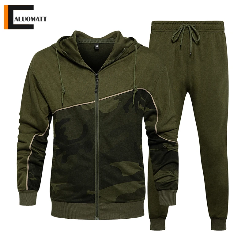 Костюм спортивный мужской Камуфляжный джоггеры штаны и толстовка повседневная