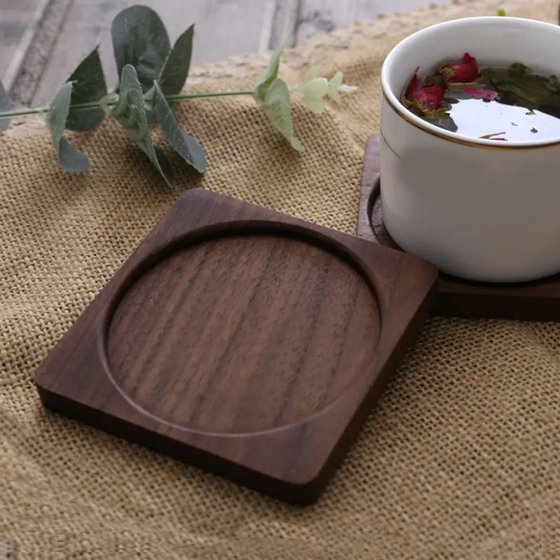 

Square Beech Wooden Coaster Durable Solid color Table Heat-Resistant Mat Creative Handmade High-end Simplicity Coffee Cup Mat