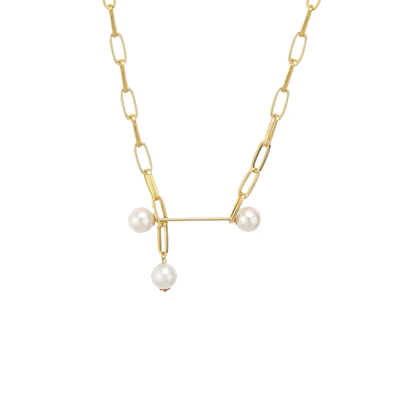 Винтажная Длинная цепочка золотого цвета жемчужное ожерелье для женщин